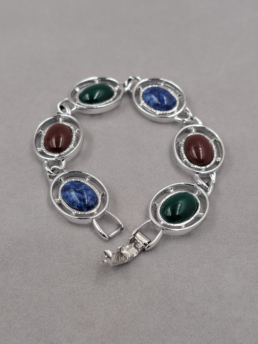 Vintage Sarah Coventry Multicolor Cabochon Link Bracelet | 0233